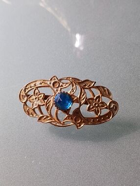 Vintage Scarf Brooch with Flowers